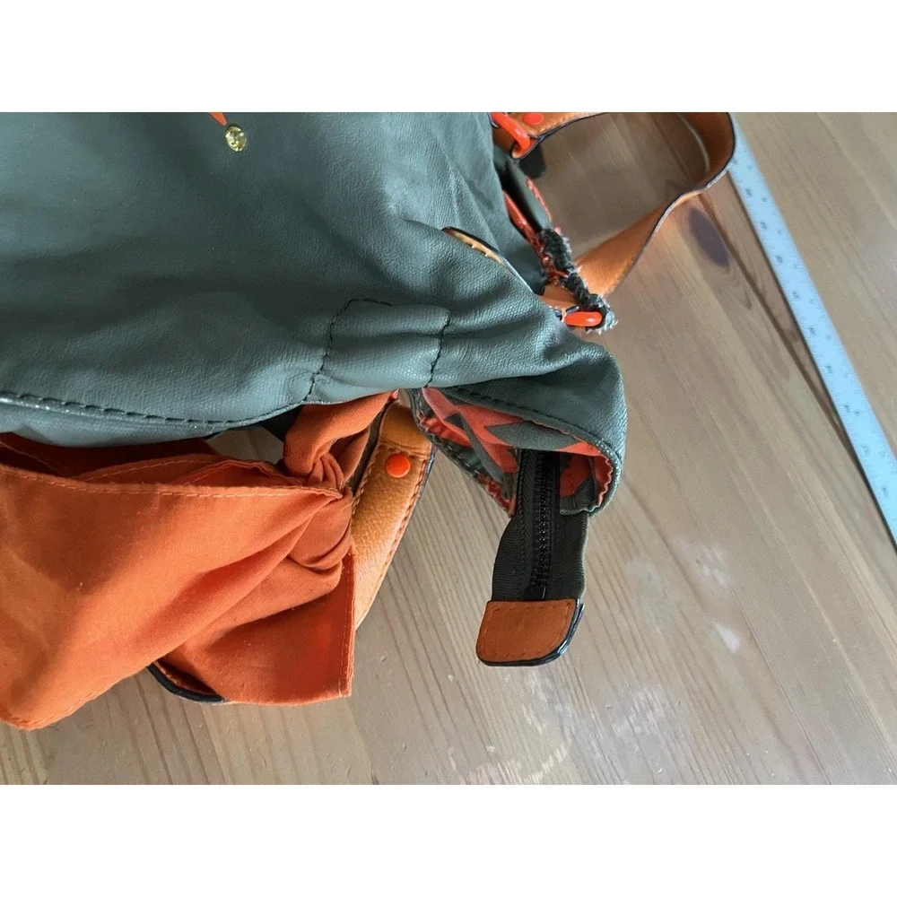 Vintage Juicy Couture Neon Orange & Olive Green Oversized Tote Bag Bows